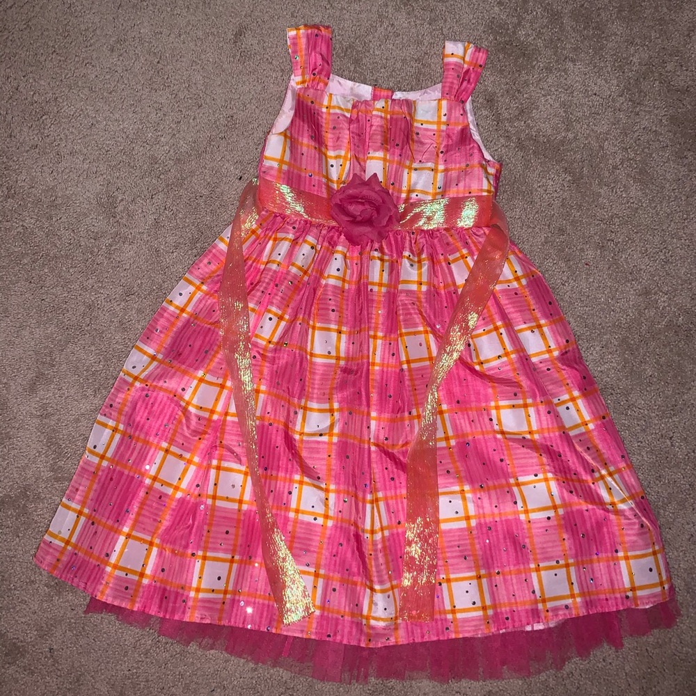 Dollie & Me Pink and Orange Plaid Dress